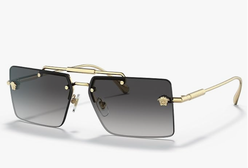 Versace Woman Sunglasses Gold Frame, Grey Gradient Lenses, 60MM